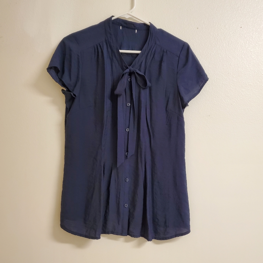 Adorable Navy Tied Blouse